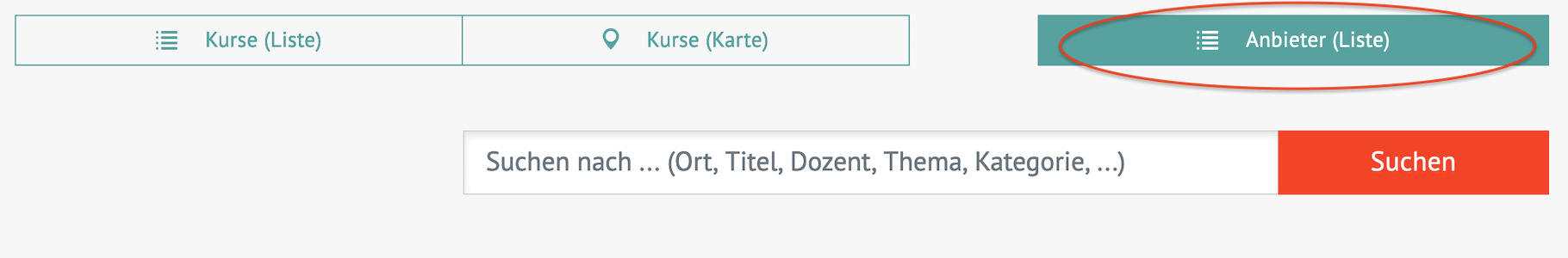 Anbieter Liste - Selektion