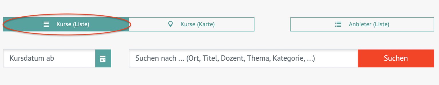 Kurse Liste - Selektion