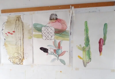 4 – Meine Methode-mein Weg Malpais in Arbeit, Lanzarote 2019, Atelieransicht