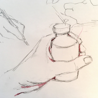 Skizze Glas in der Hand